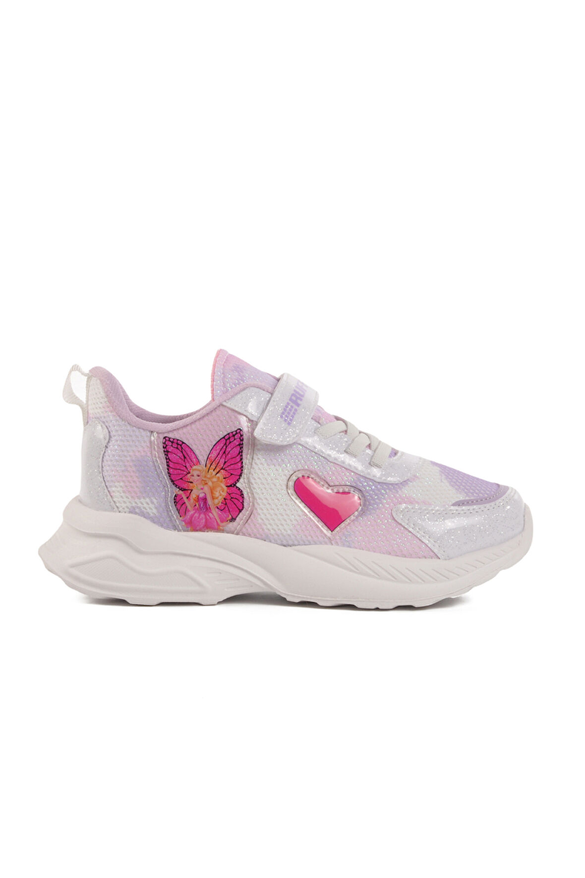 Beyaz Lila Cırtlı Fileli Kız Çocuk Spor Ayakkabı Ruffon F