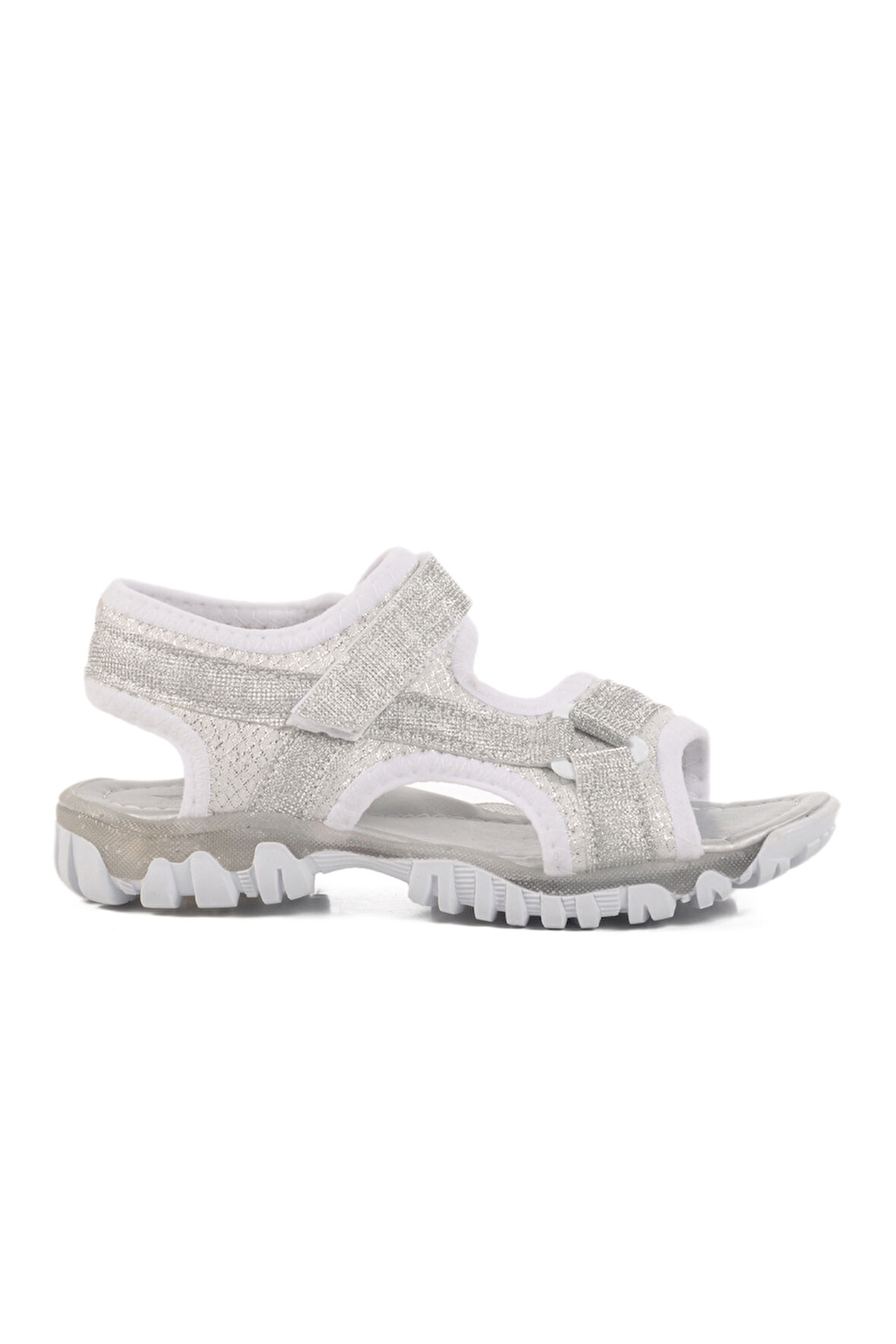 Gümüş Simli Cırtlı Ortopedik Kız Çocuk Spor Sandalet 25T104 F