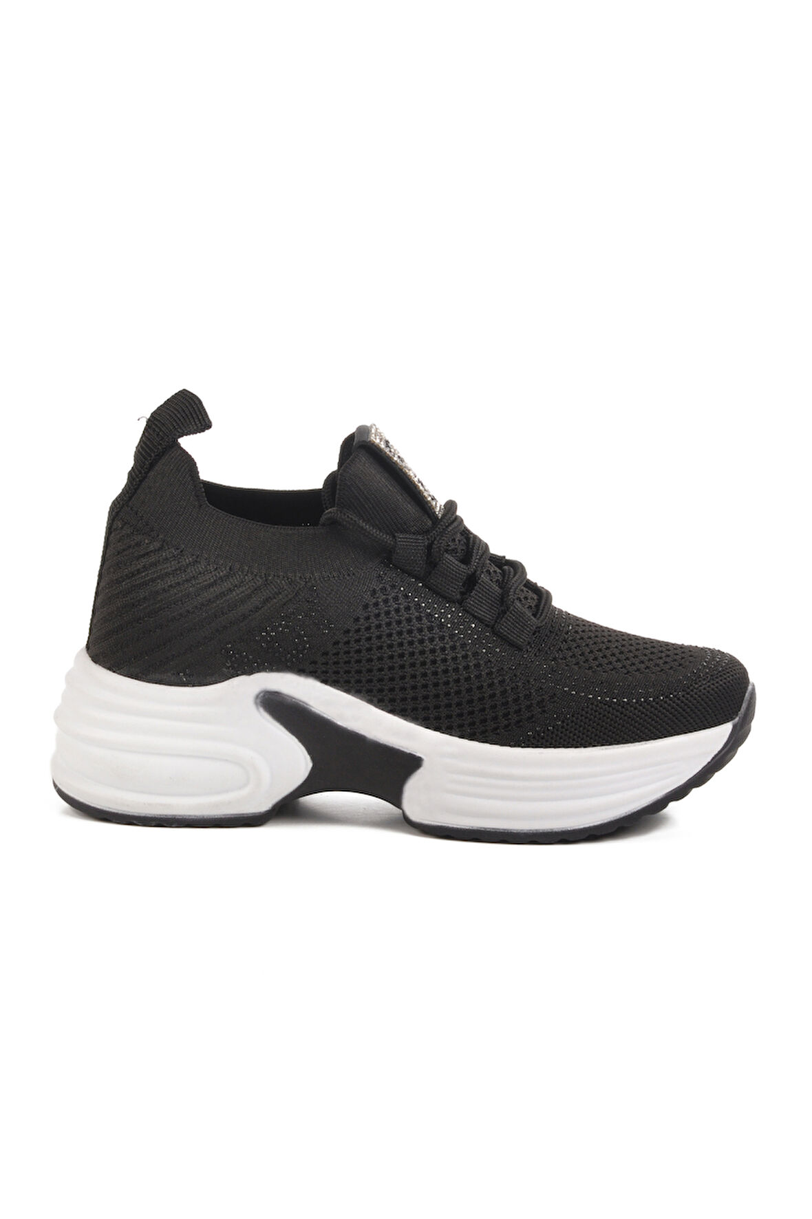 Siyah Triko Kalın Taban Kadın Sneaker Lady 5002 Z