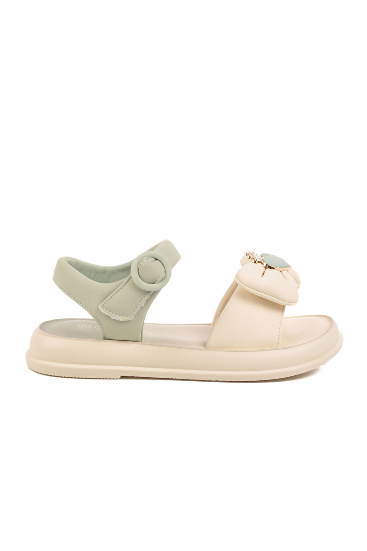 Yeşil Hafif Esnek Taşlı Kız Çocuk Sandalet 25Y600-5  F