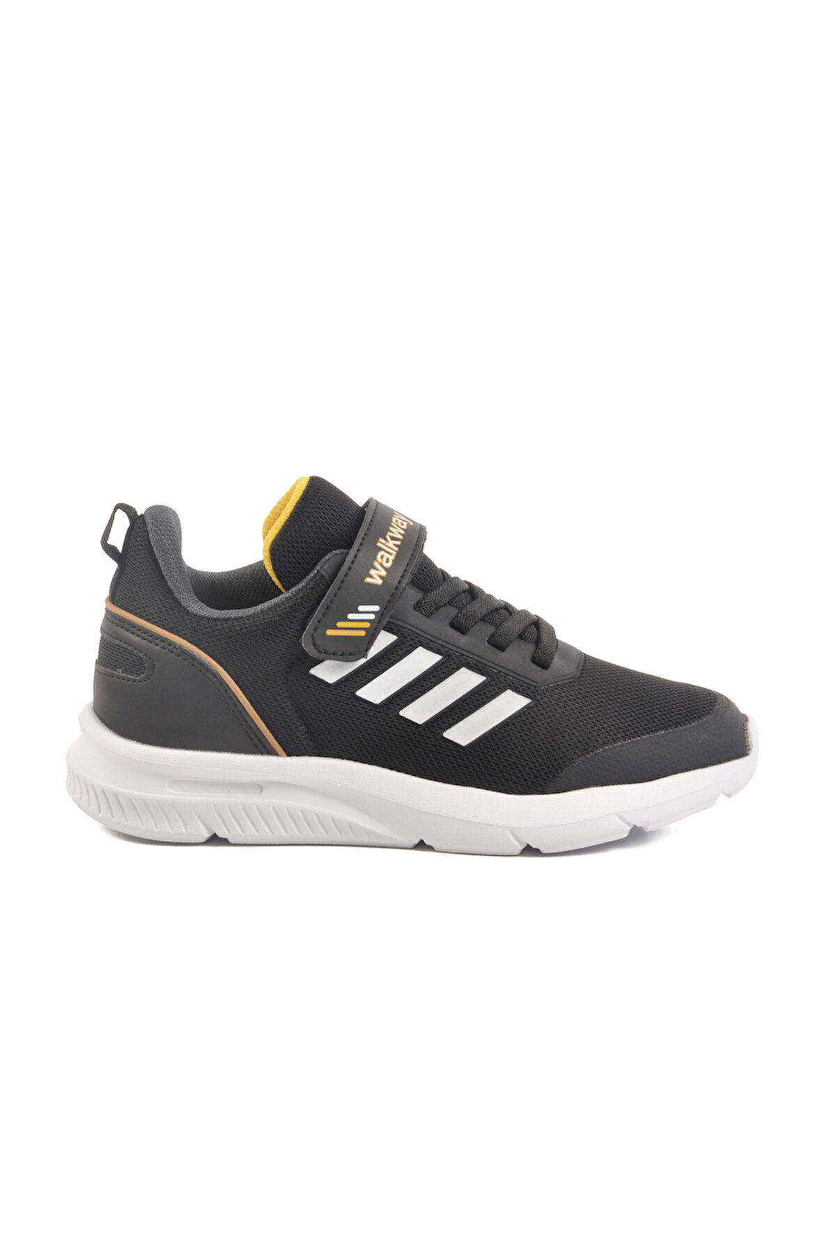 Siyah Beyaz Cırtlı Fileli Hafif Unisex Çocuk Spor Ayakkabı Fav 100 F