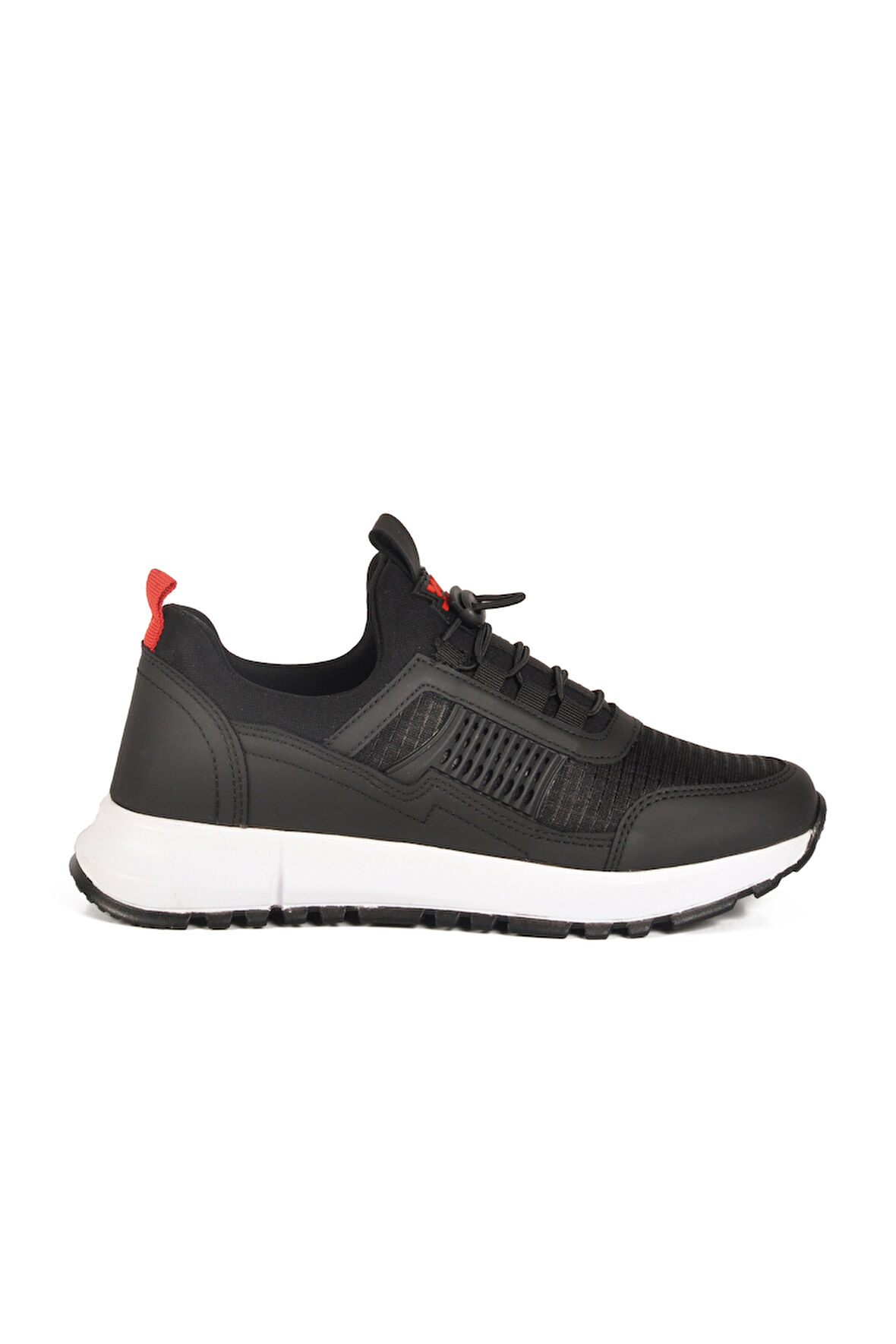 Siyah Kırmızı Hafif Esnek Kilit Bağcıklı Unisex Spor Ayakkabı Nans 6006 G