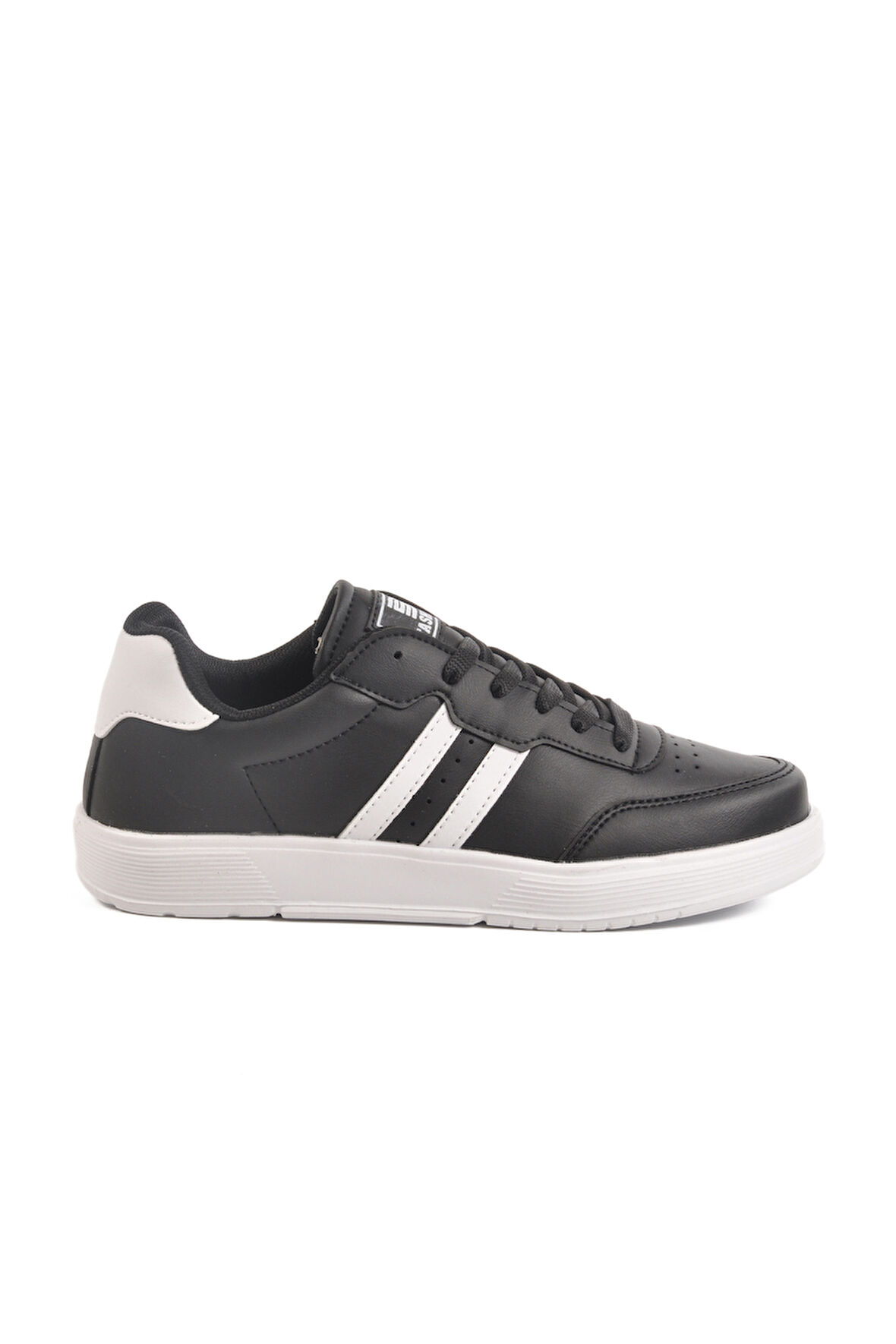 Siyah Beyaz Bağcıklı Unisex Cilt Spor Ayakkabı 163 G