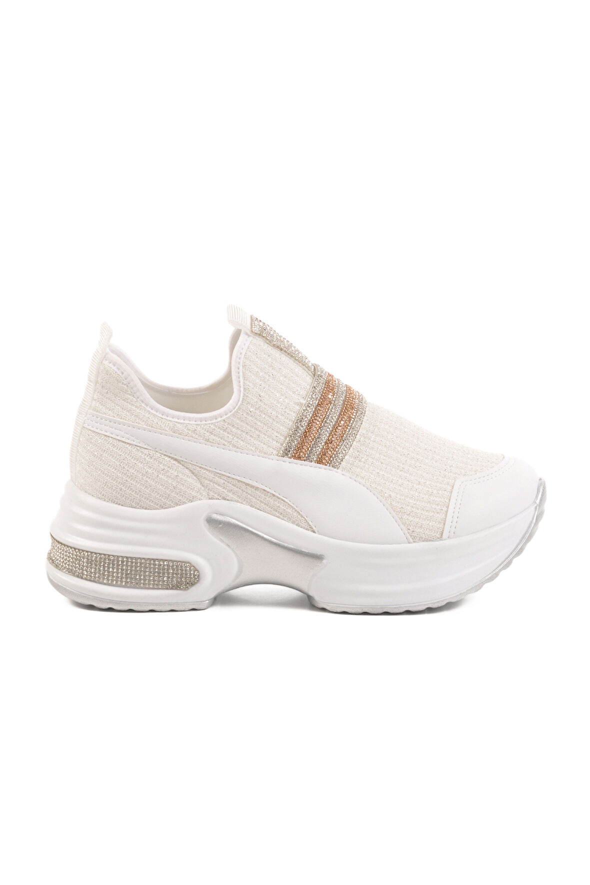 Beyaz Anorak Taşlı Kadın Sneaker 702307 Z