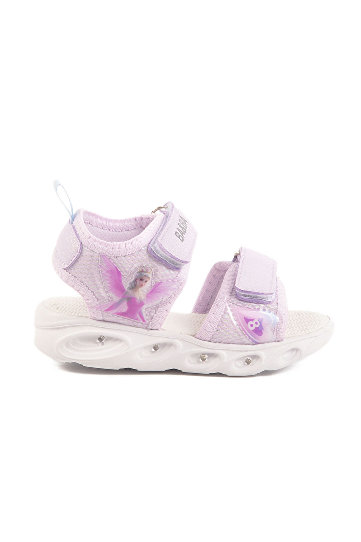 Lila Cırtlı Işıklı Kız Bebek Sandalet 018129 B