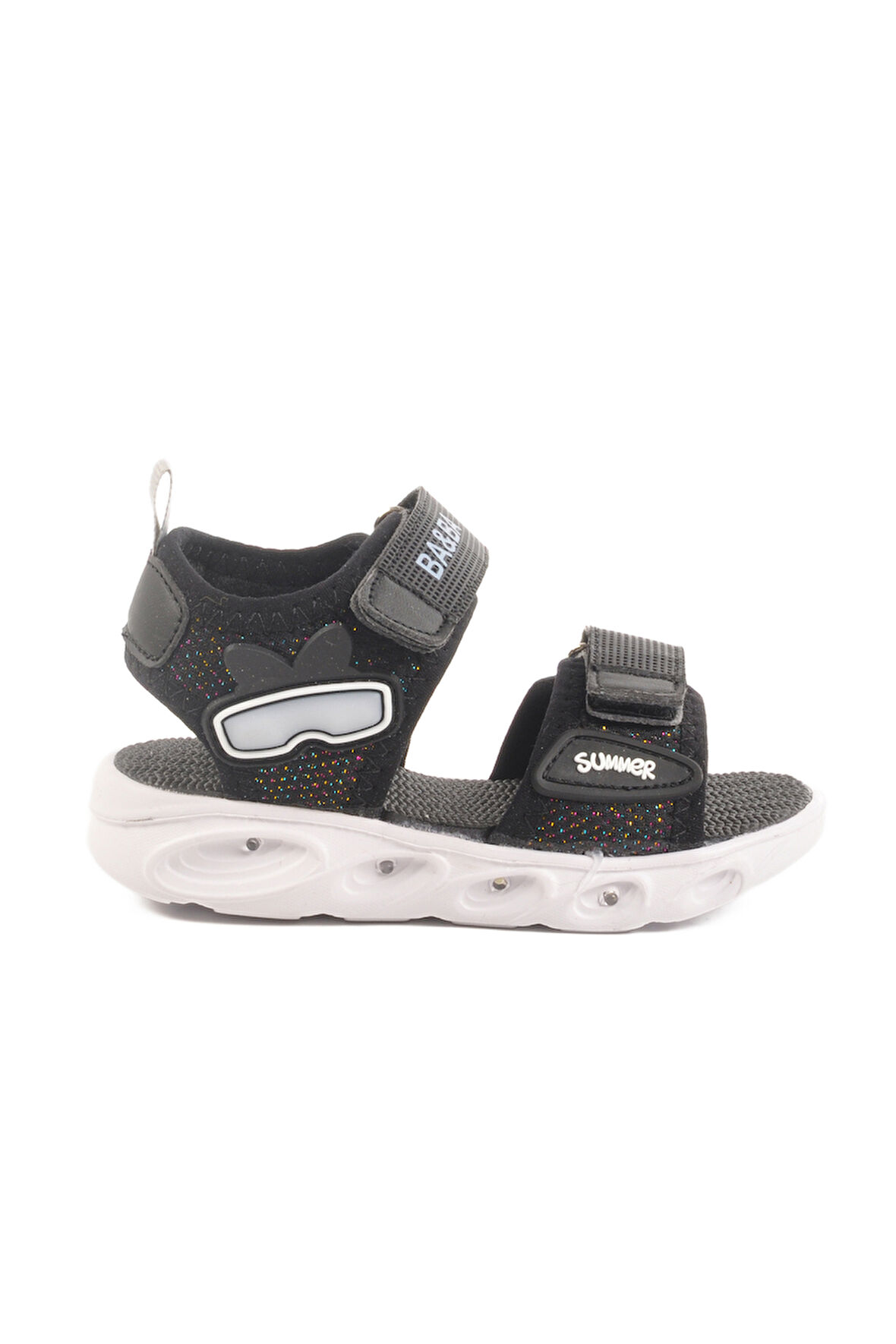 Siyah Cırtlı Işıklı Kız Bebek Sandalet 018127 B