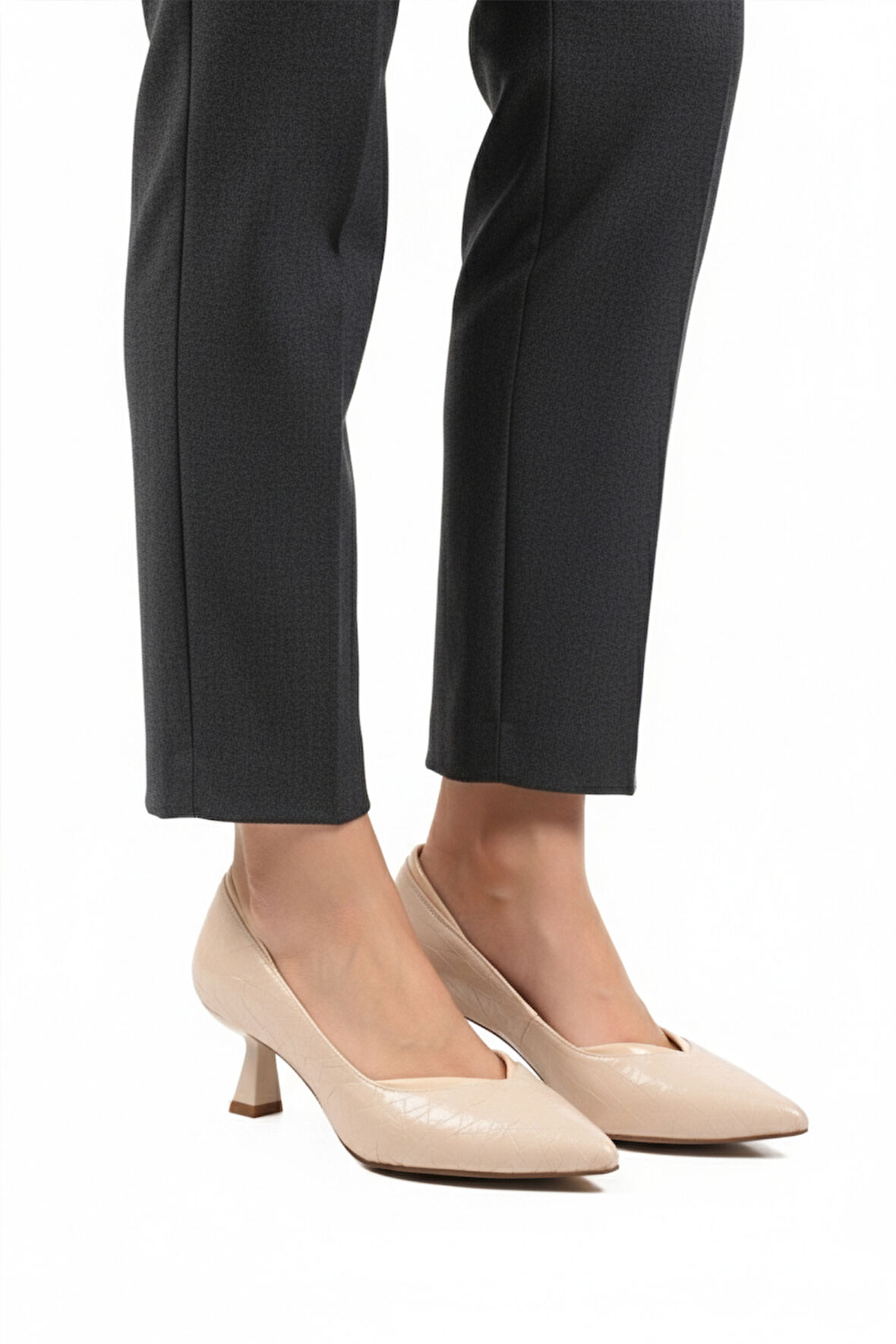 Bej Kısa İnce Topuklu Abiye Ayakkabı 357188 Z