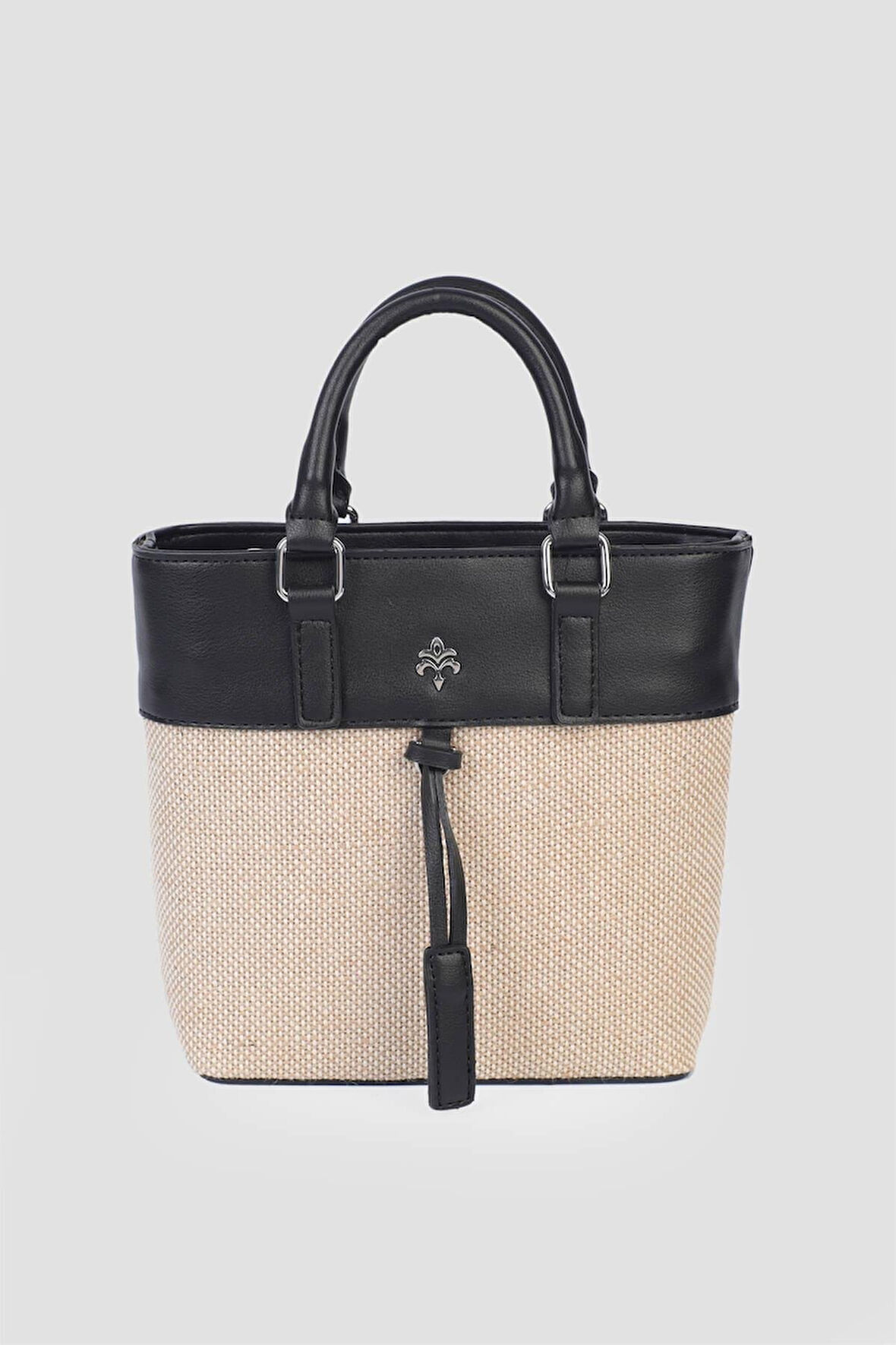 Siyah Keten Kadın El ve Omuz Çantası IM577