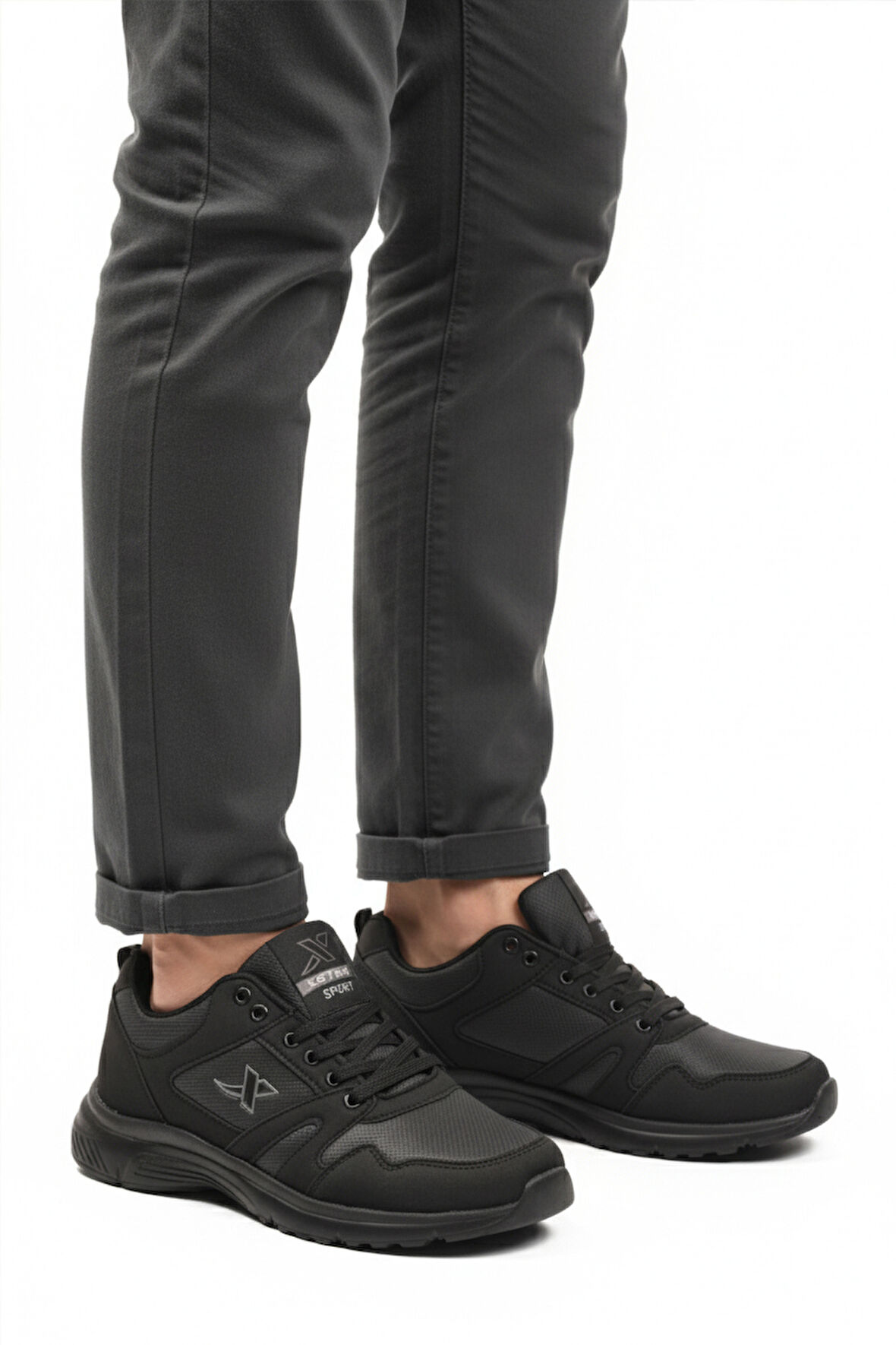 Siyah Bağcıklı Hafif Esnek Erkek Spor Ayakkabı Xstep 020-Cilt M