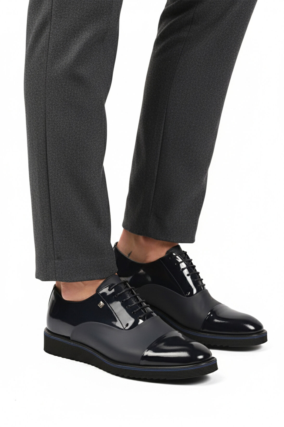 Lacivert Rugan Hakiki Deri Erkek Klasik Ayakkabı 6590 M