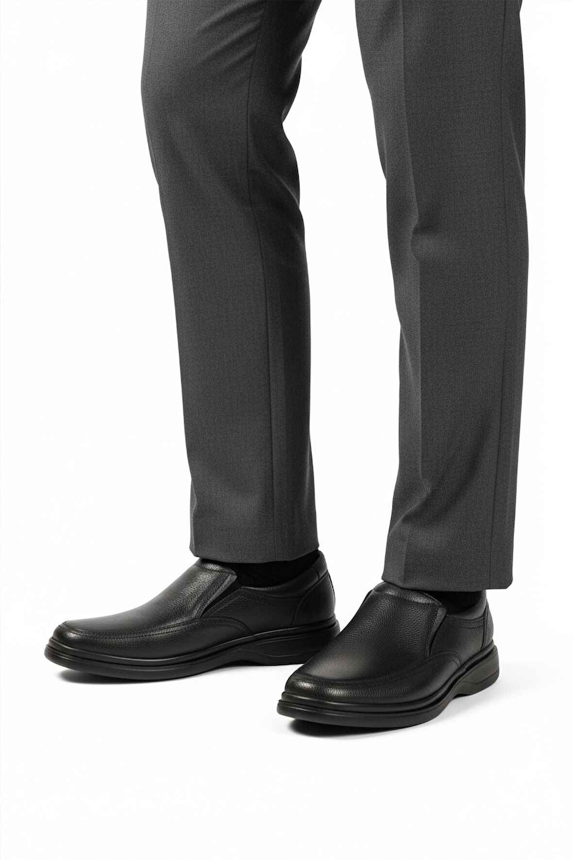 Siyah Kırışık Hakiki Deri Erkek Casual Ayakkabı DSN 2035 M