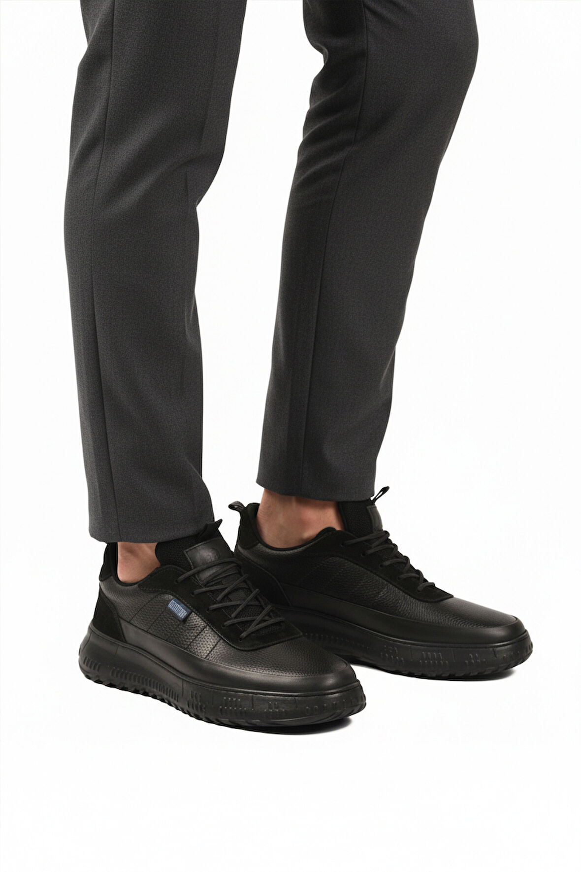 Siyah Hakiki Deri Memory Foam Erkek Casual Ayakkabı 152-22487 M