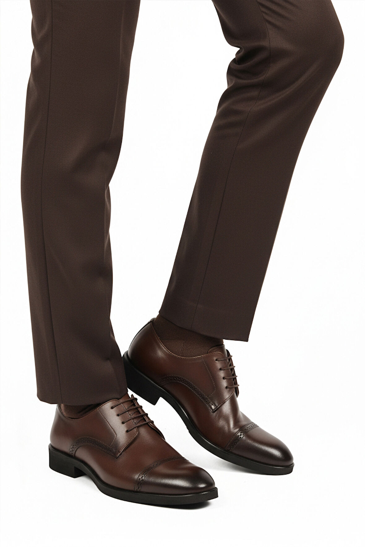 Kahve Hakiki Deri Kaymaz Taban Erkek Klasik Ayakkabı 395 M