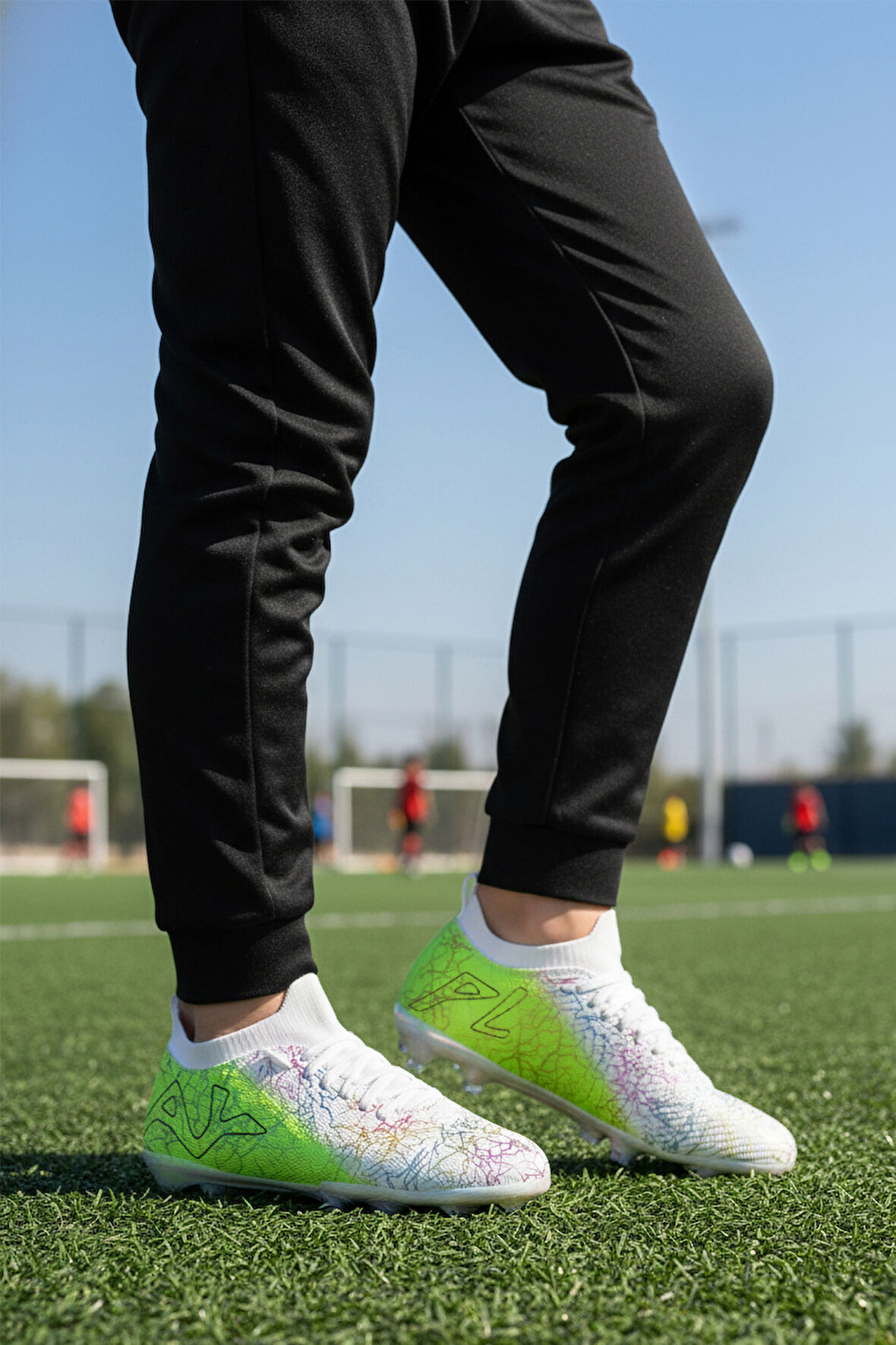 Beyaz Yeşil Bilekten Çoraplı Unisex Krampon GK-252-153 G