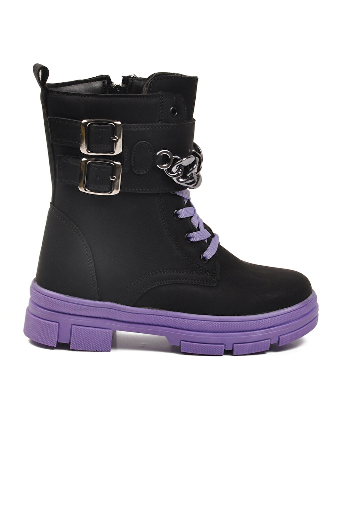 Siyah Lila İçi Polarlı Kaymaz Taban Kız Çocuk Bot G-1001 F Zncr