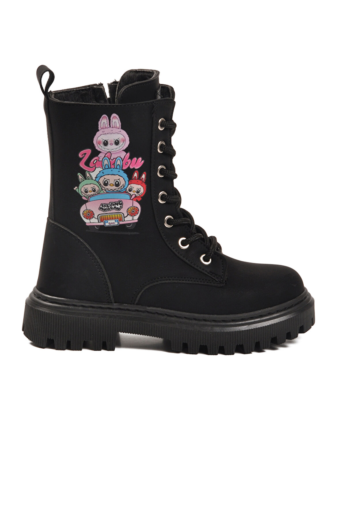 Siyah Zümrüt İçi Kürklü Bağcıklı Fermuarlı Kız Çocuk Bot 2005 F