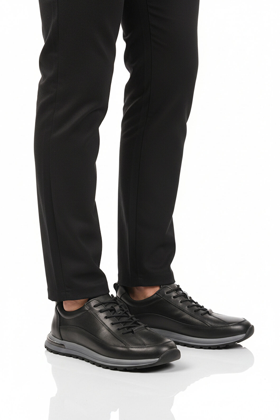 Siyah Hakiki Deri Erkek Sneaker 2036 M