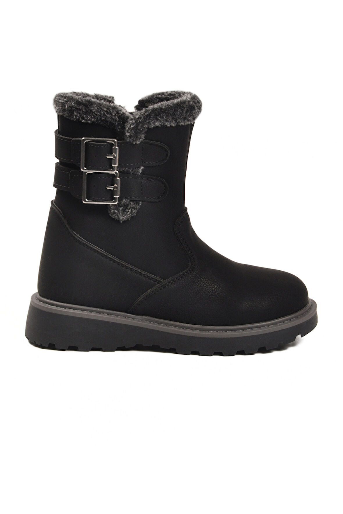 Siyah İçi Polarlı Kaymaz Kız Çocuk Bot Buckle F