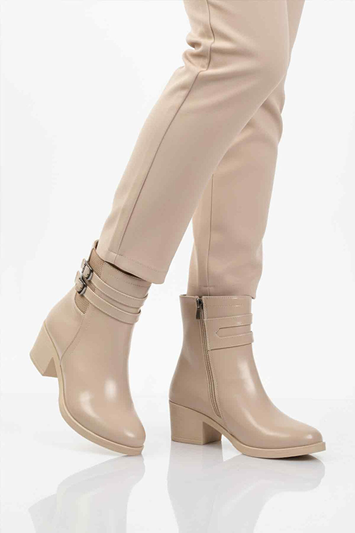 Bej İçi Kürklü Topuklu Kadın Bot 1006 Z