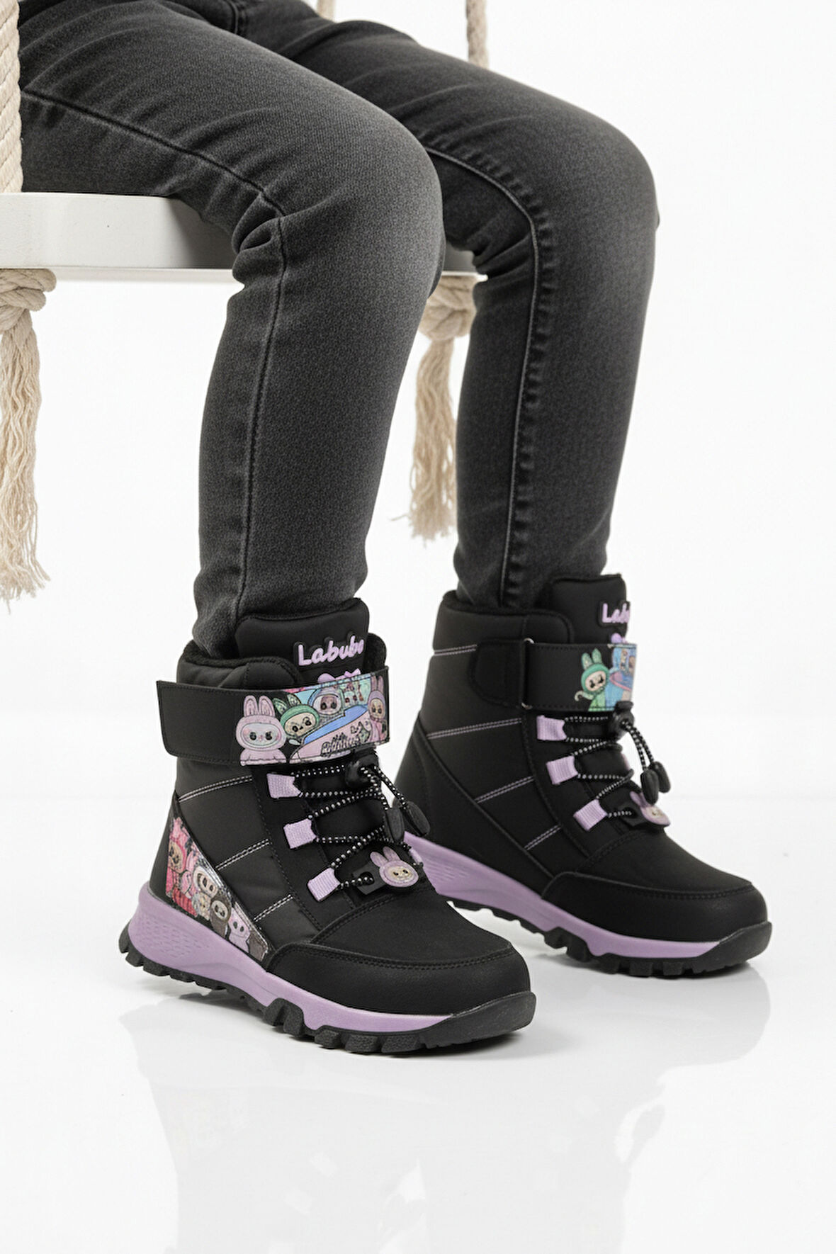 Siyah İçi Kürklü Soğağa Dirençli Kaymaz Kız Çocuk Bot 999 F