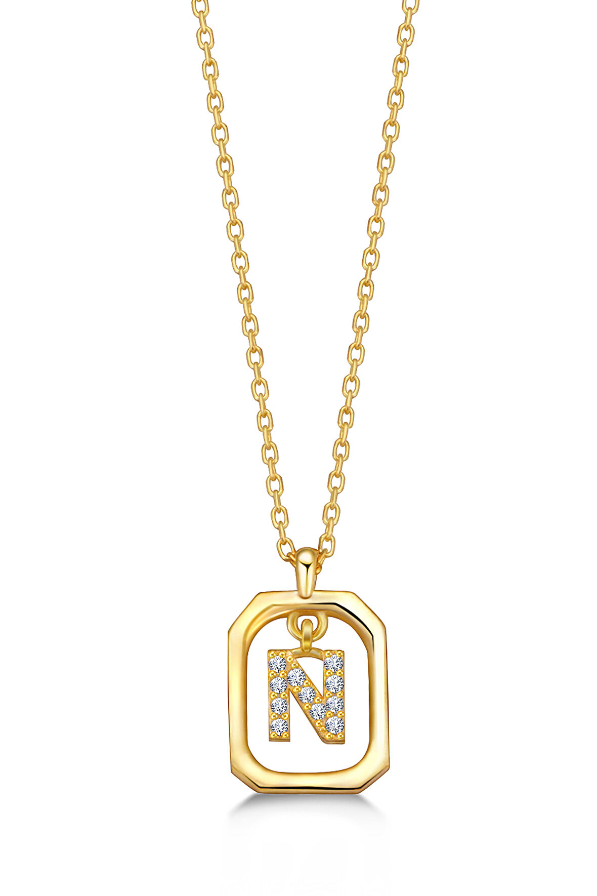 Kadın Frame Taşlı N Harfi Kolye | undefined