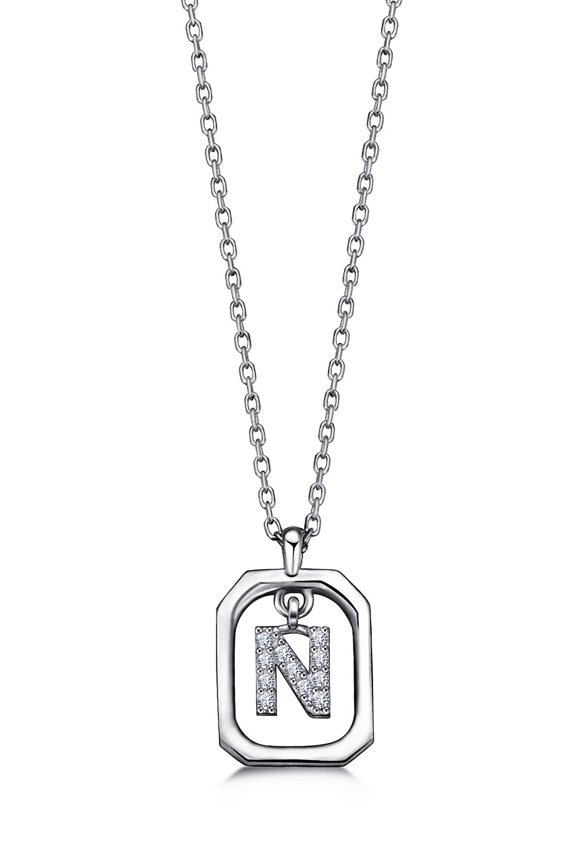 Kadın Frame Taşlı N Harfi Kolye | undefined