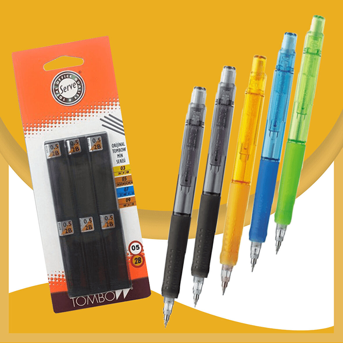 Tombow 5 li Bizno Versatil Kalem 0.5 Mm (6 Adet Uç Hediyeli)