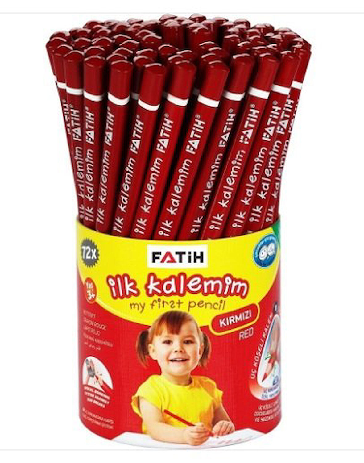 FATİH JUMBO ÜÇGEN KIRMIZI/SİYAH KALEM 72Lİ 30010