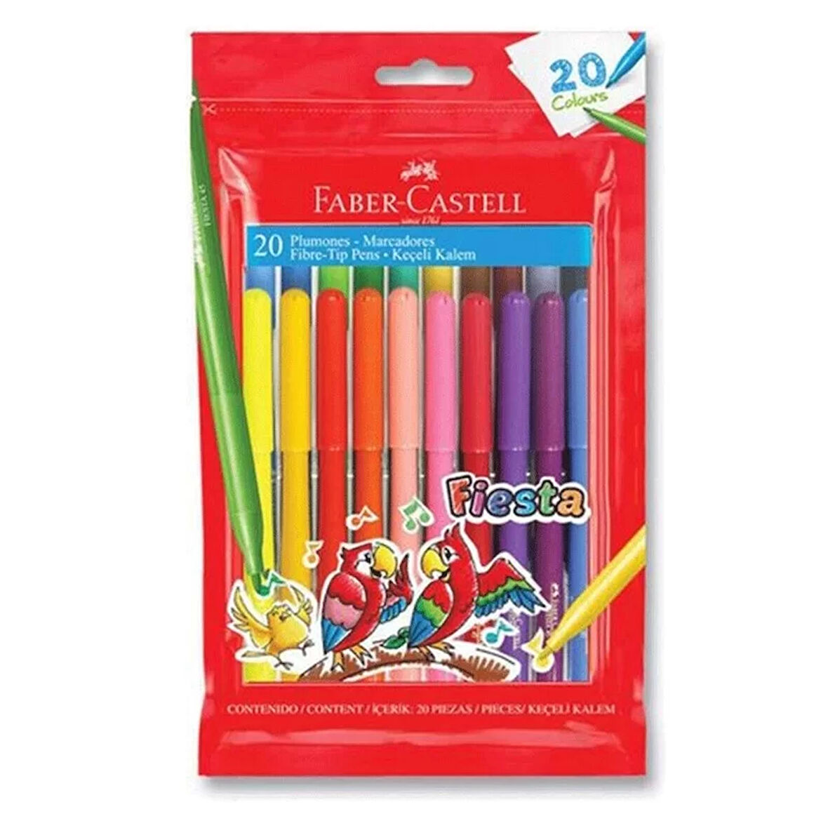FABER-CASTELL FİESTA KEÇELİ KALEM 20 RENK (330450)
