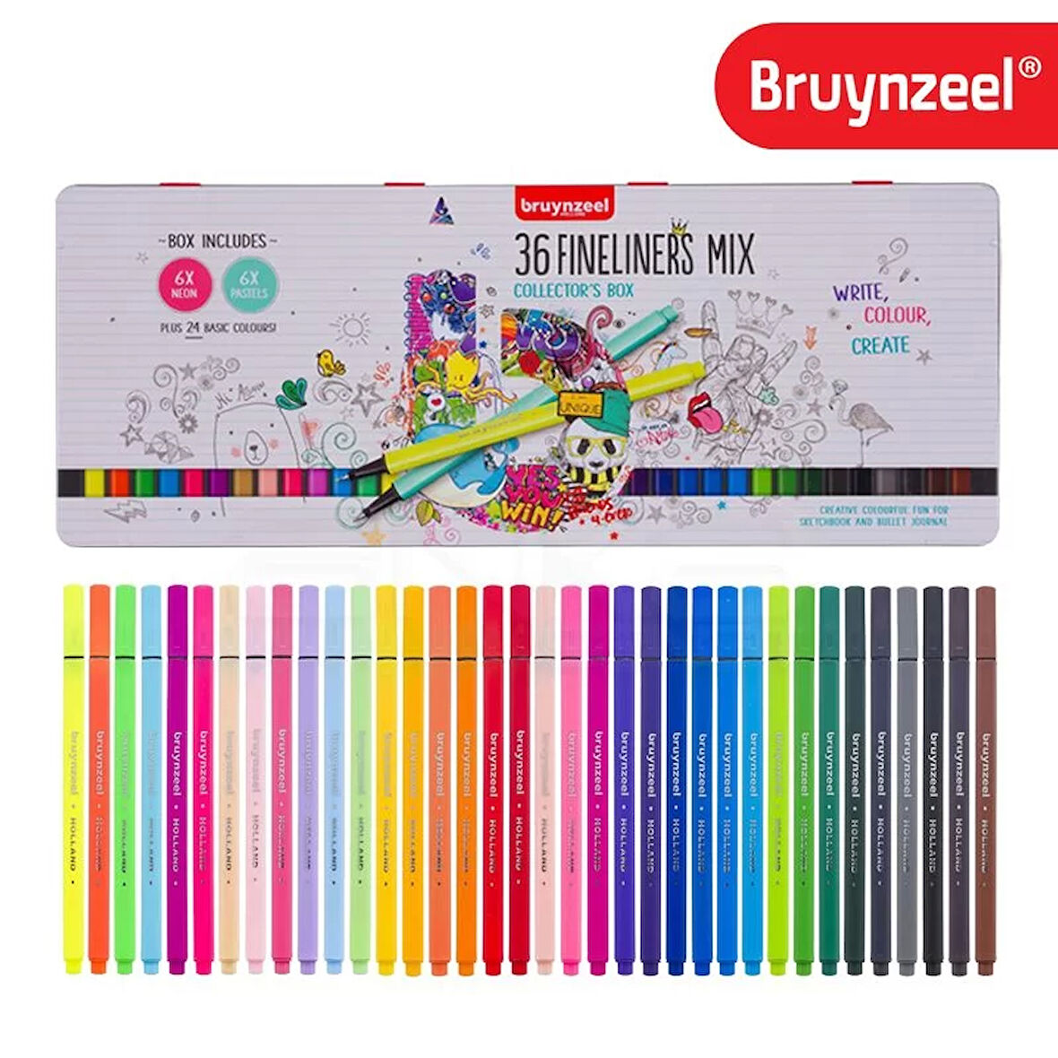 Bruynzeel Fineler İnce Uçlu Keçeli Kalem 36lı Set 0.4mm 60241036