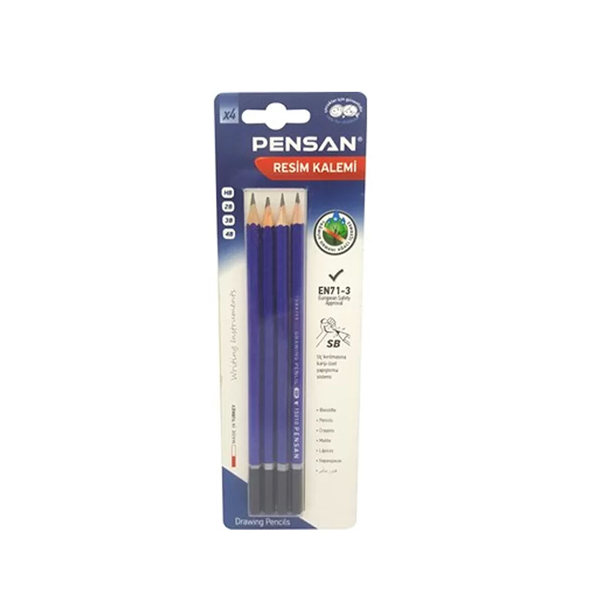 PENSAN 15010 DERECELİ KURŞUN KALEM HB-2B-3B-4B 4LÜ