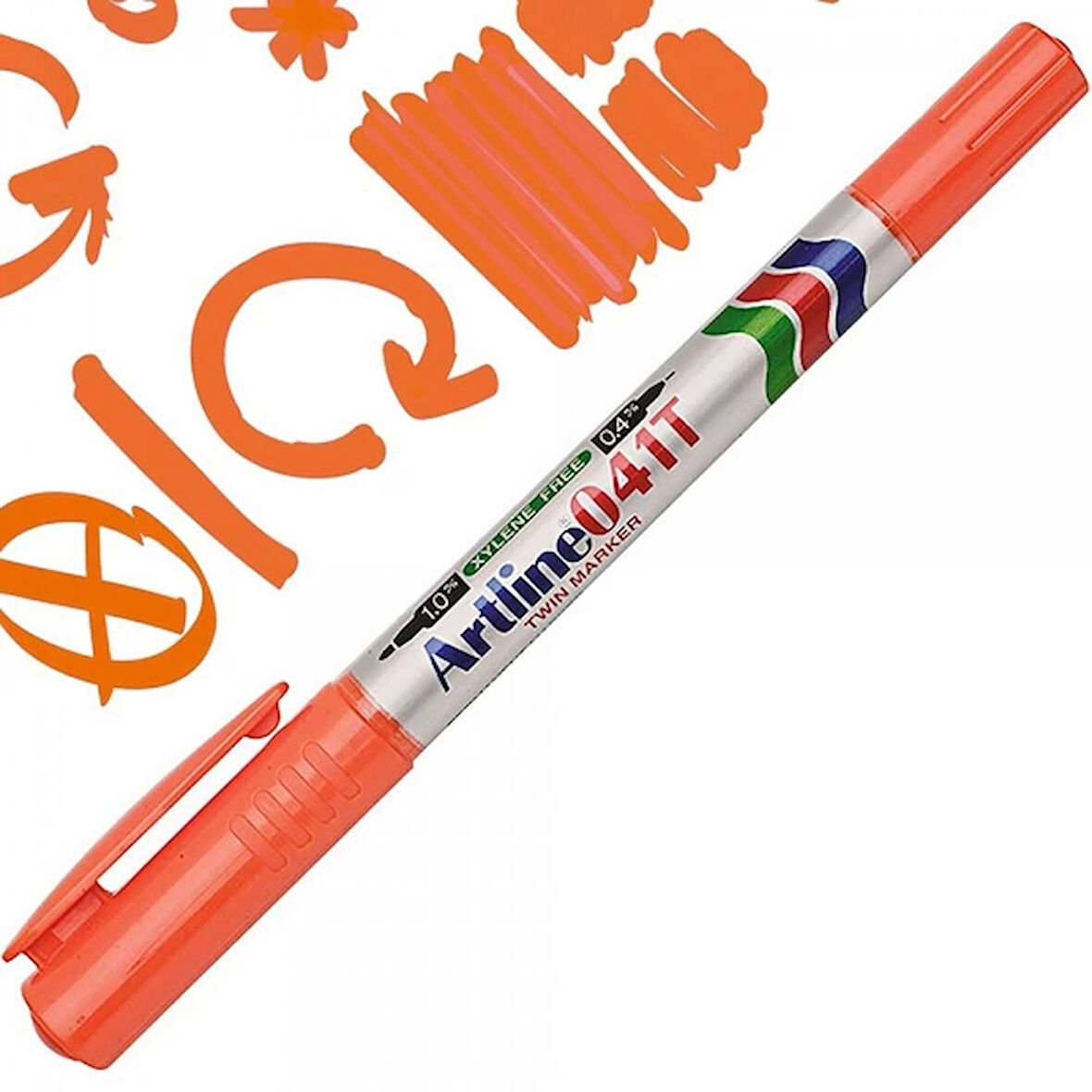 ARTLİNE EK-041T İKİ UÇLU PERMANENT MARKÖR TURUNCU