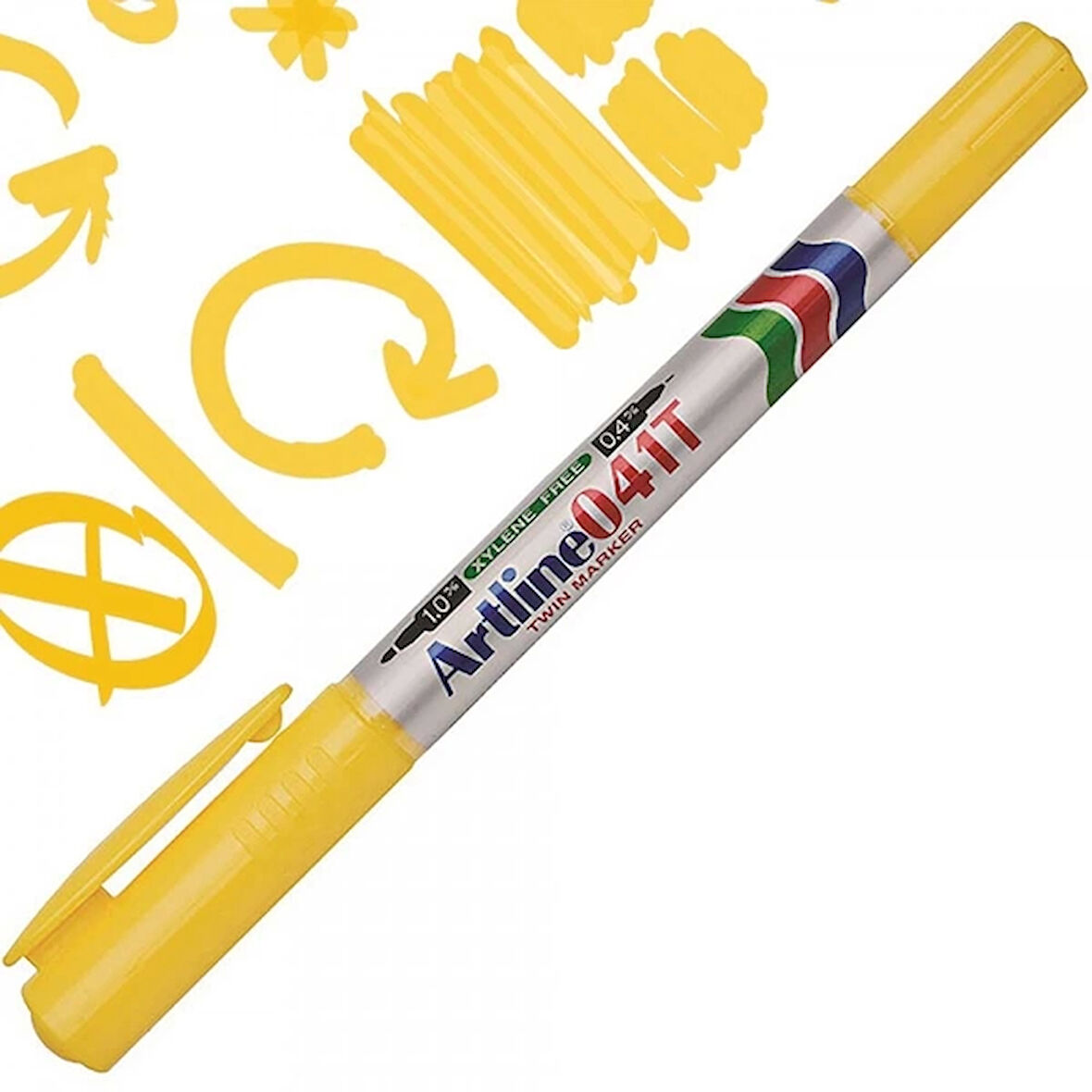ARTLİNE EK-041T İKİ UÇLU PERMANENT MARKÖR SARI