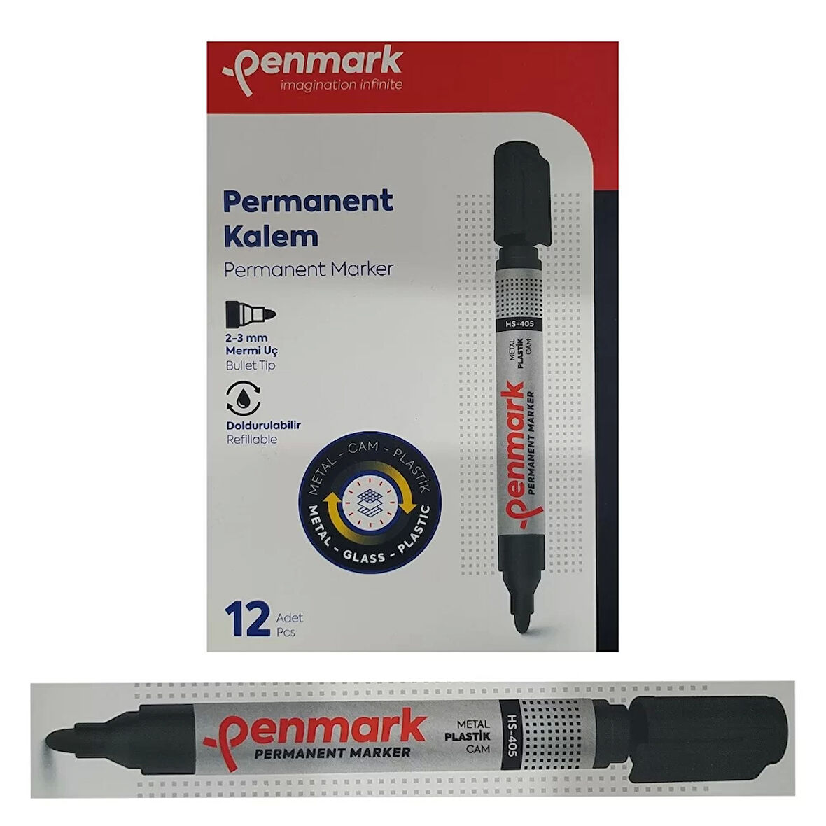 Penmark Permanent Marker Koli Kalemi Siyah Renk (12 Adet)