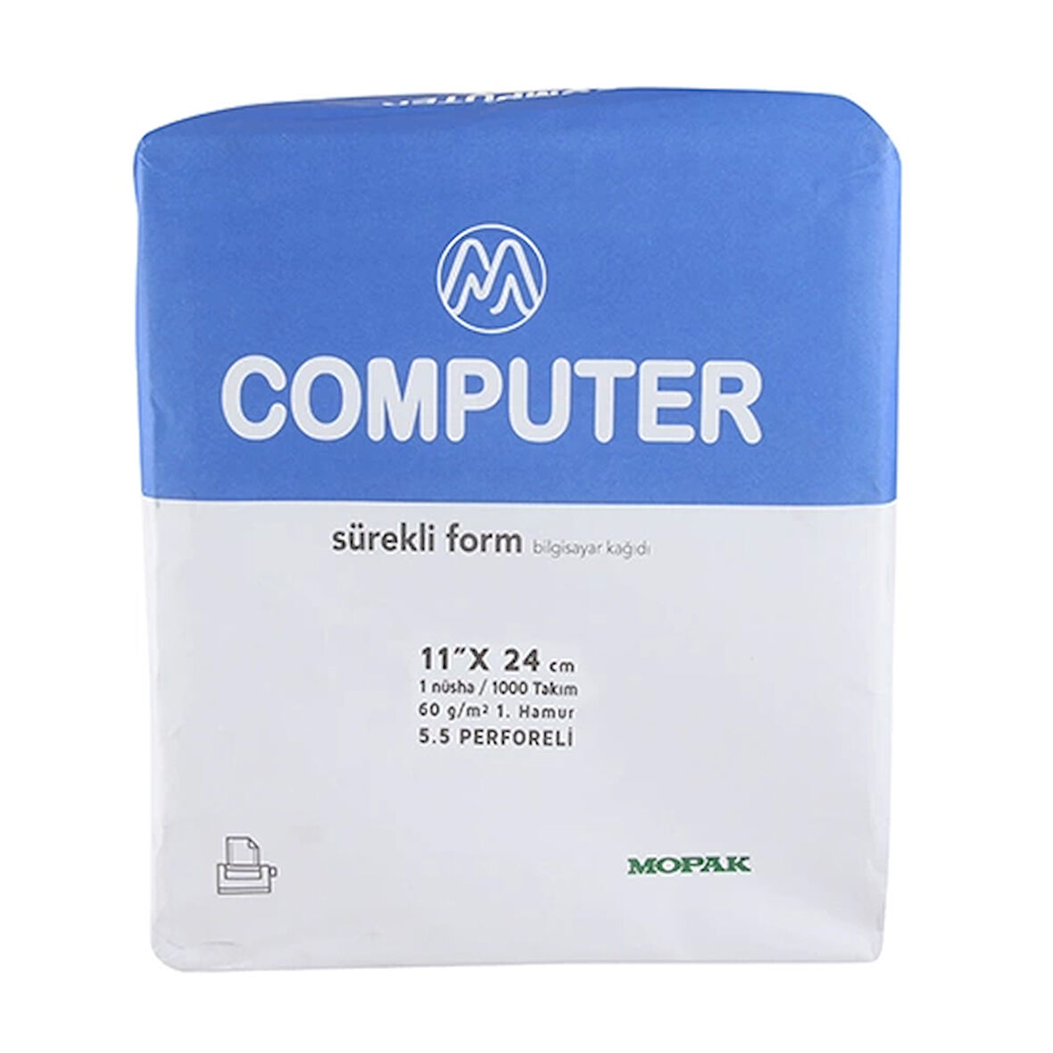 Mopak 1 Nüsha 5,5 Perforfajlı 11x24 Sürekli Form Bilgisayar Kağıdı (1000 li)