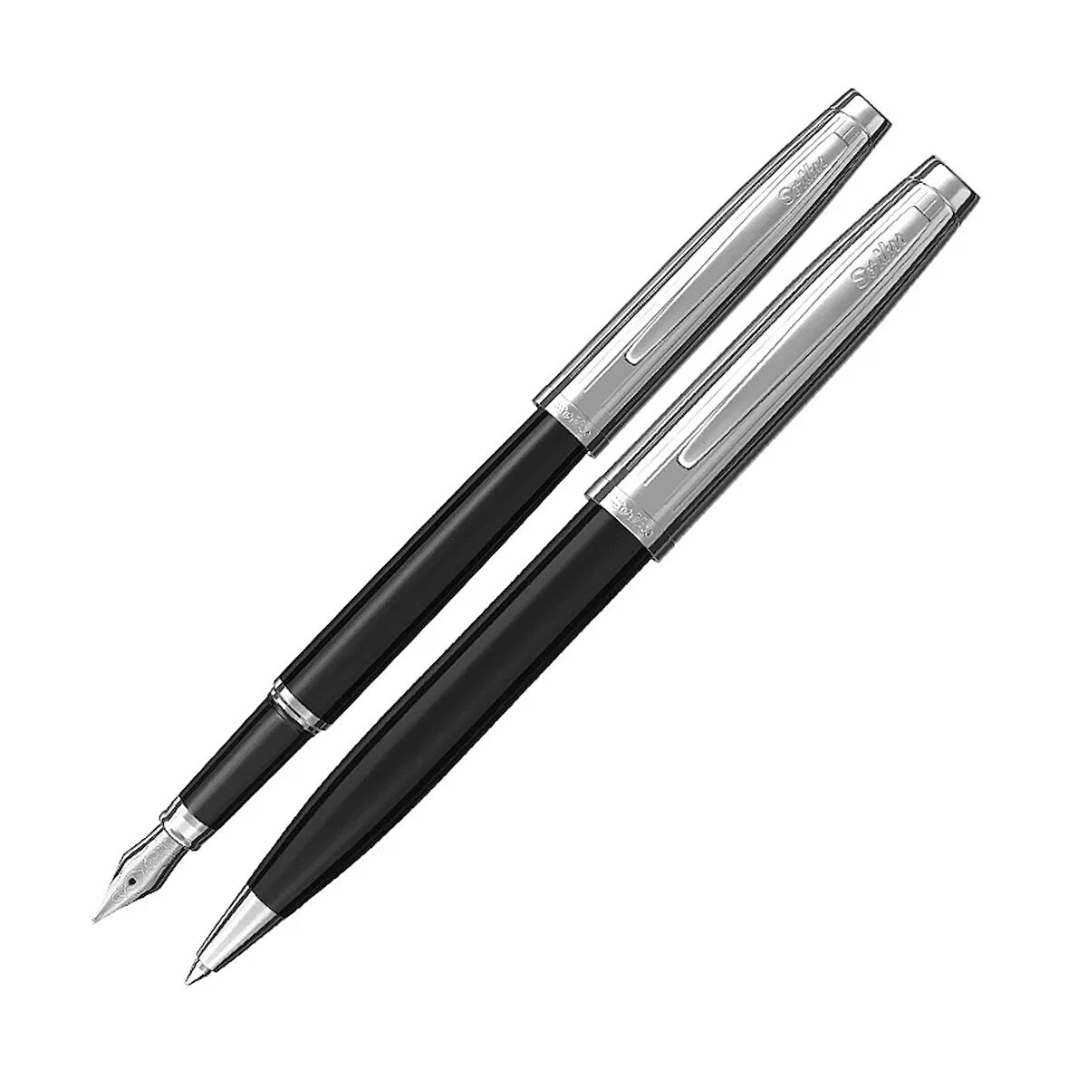 SCRİKSS 39 DOLMA KALEM+TÜKENMEZ KALEM SETİ SİYAH-KROM