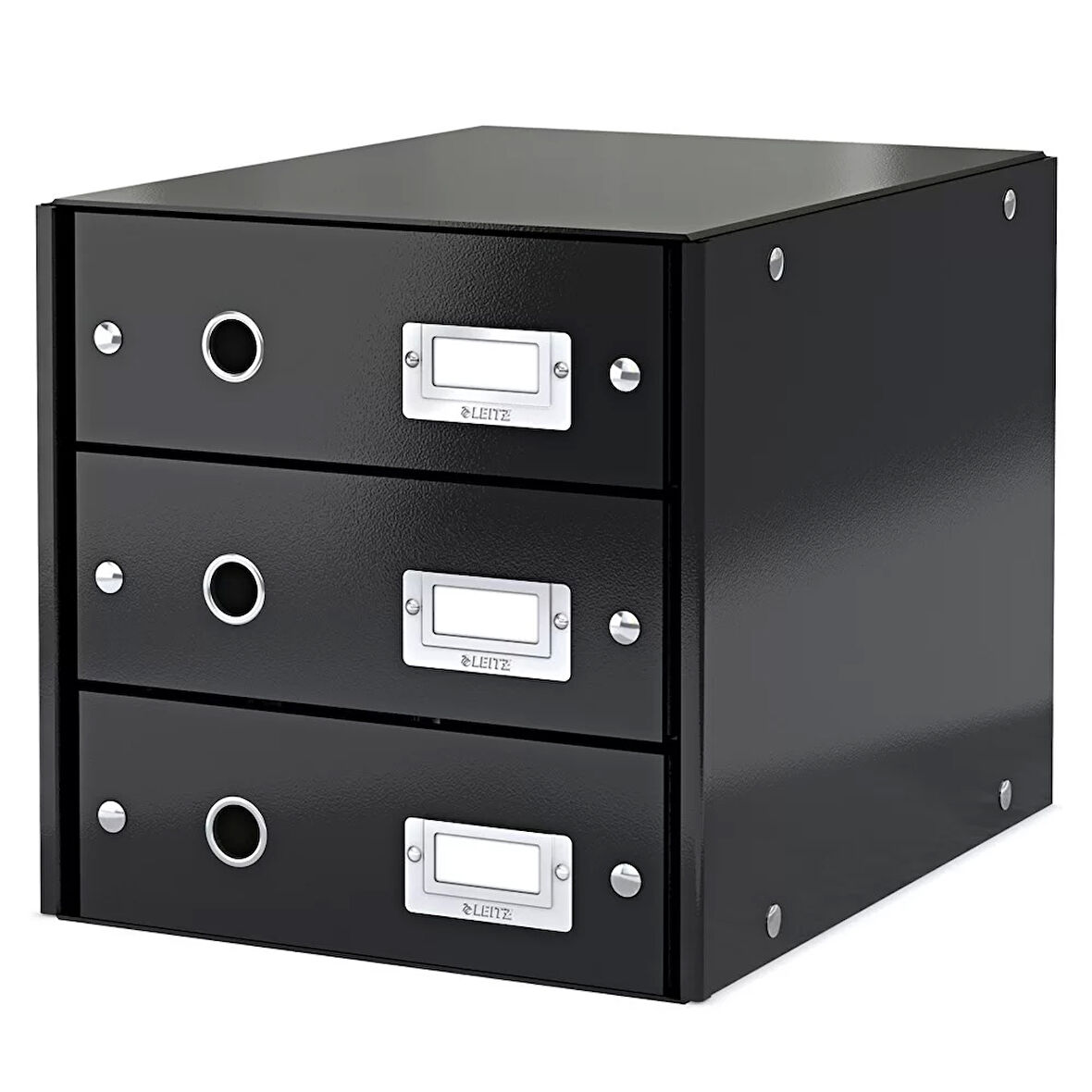 Leitz 6048 WOW Metalik Siyah Üç Çekmeceli Evrak Rafı