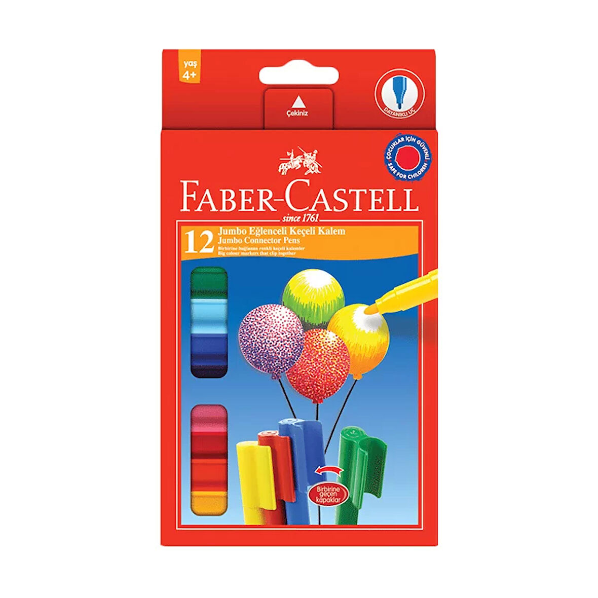 FABER-CASTELL EĞLENCELİ JUMBO KEÇELİ KALEM 12 RENK (662120)