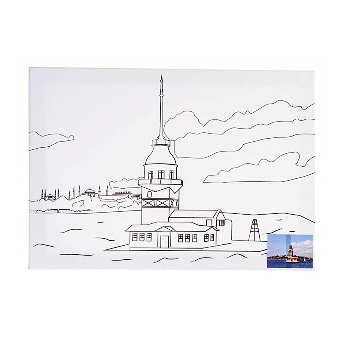 Ceoart Desenli Tuval (Taksim Treni, Ayasofya, Galata, Kız Kulesi) 35X50  Ceo-Tu0002