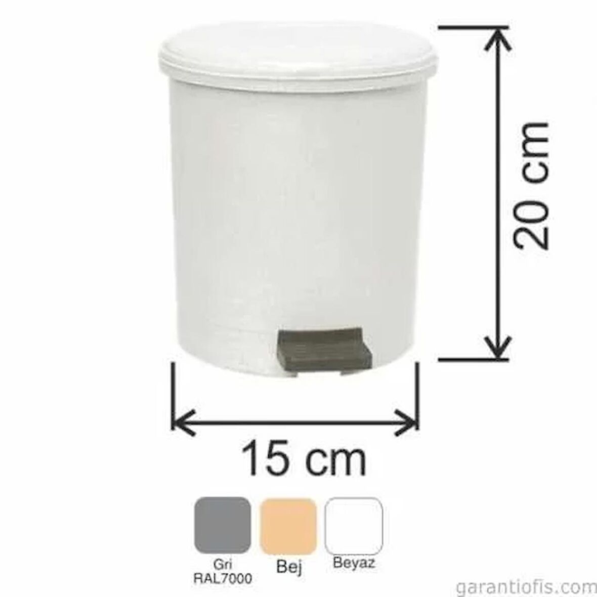 Garanti Metal 7135 Plastik İç Kovalı Yuvarlak Pedallı Çöp Kovası (3,5 Litre)