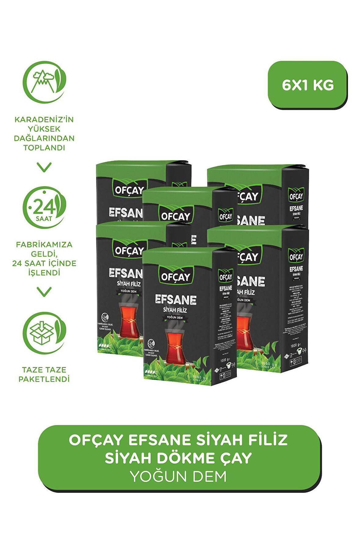 Ofçay Efsane Filiz Dökme Siyah Çay 1000gr x 6 Adet