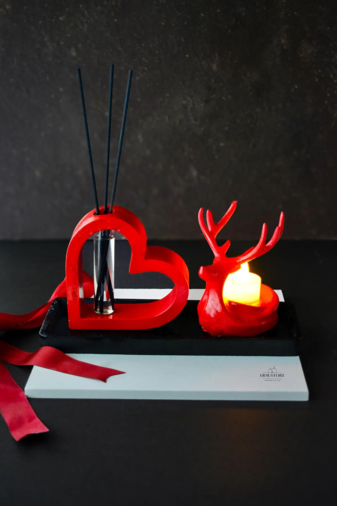 Bambu Çubuklu Oda Kokusu Tea Light Mumluk Seti Hediyelik Dekoratif