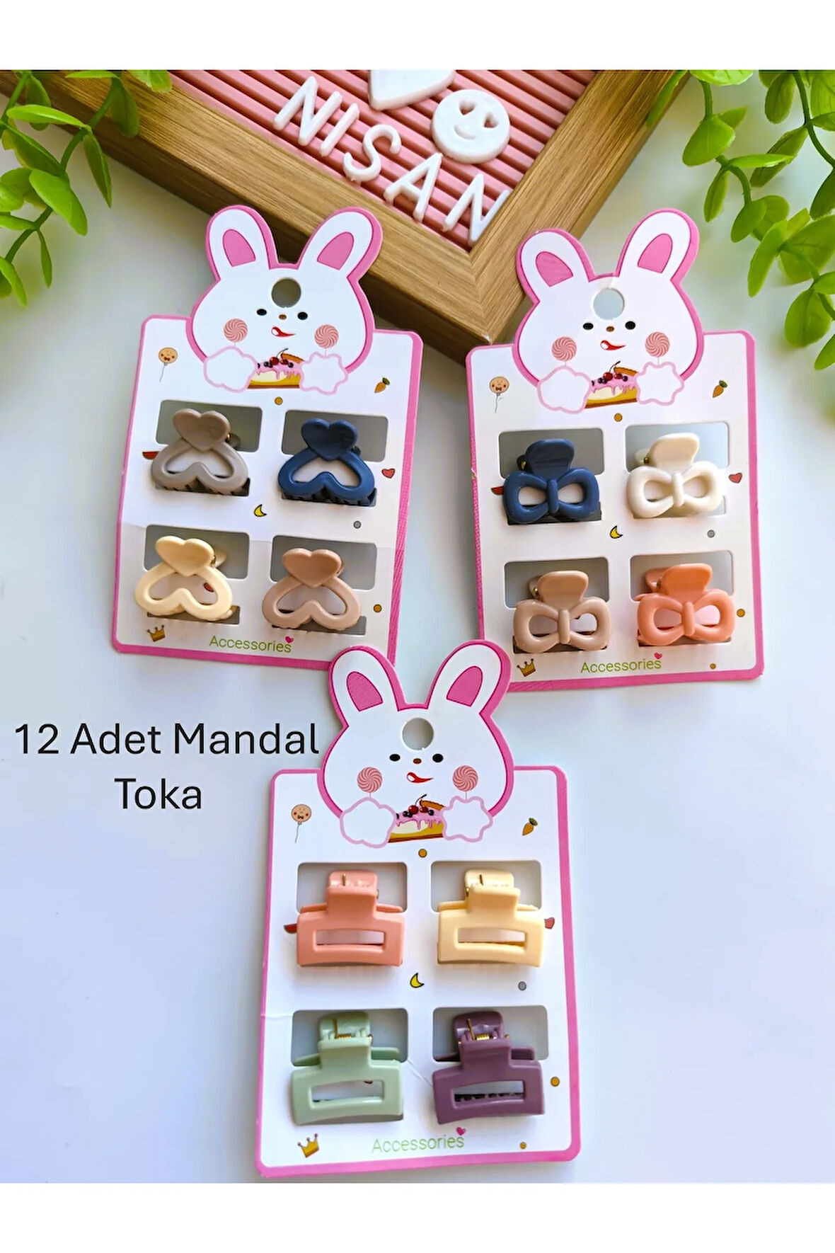 12 Adet Nude Renkli Mandal Toka (3 Farklı Model)