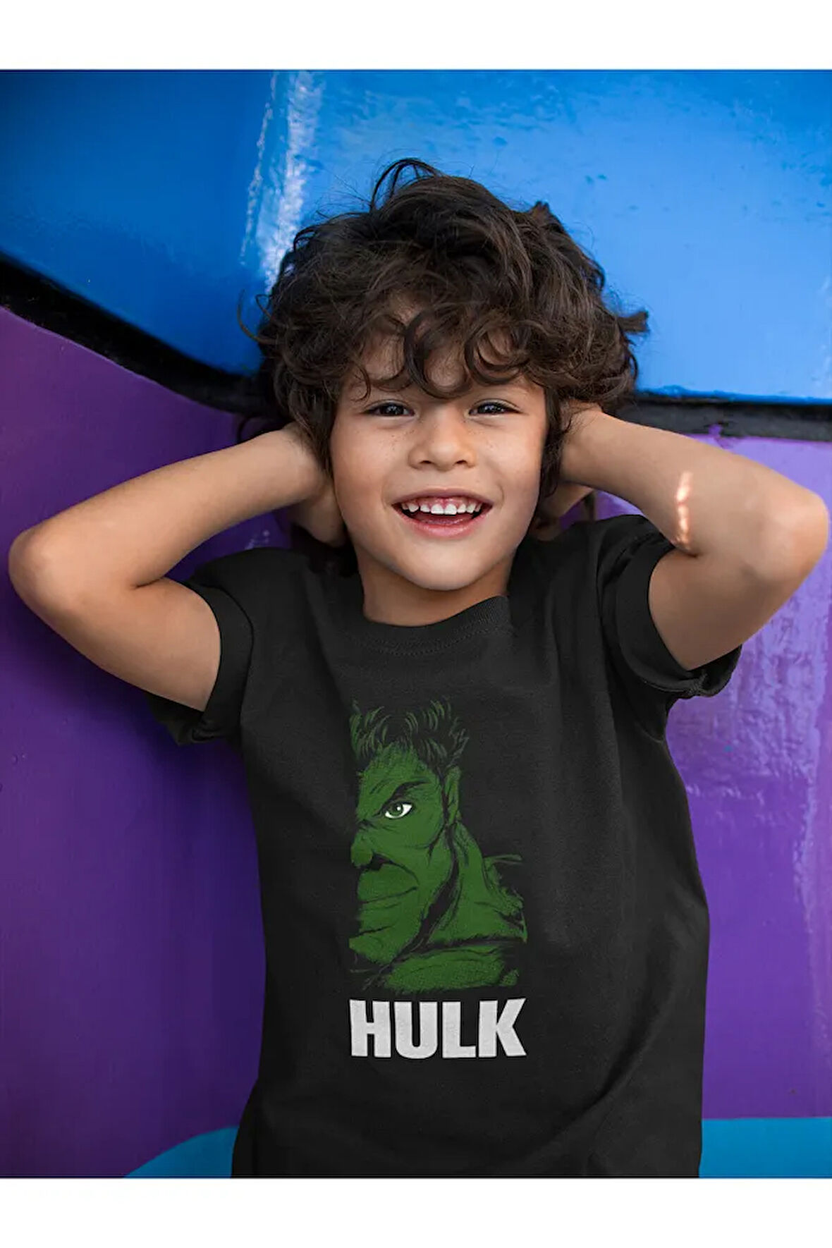 Tasarım Hulk Baskılı Unisex Avengers Film Çocuk Tişört (1-12 YAŞ)
