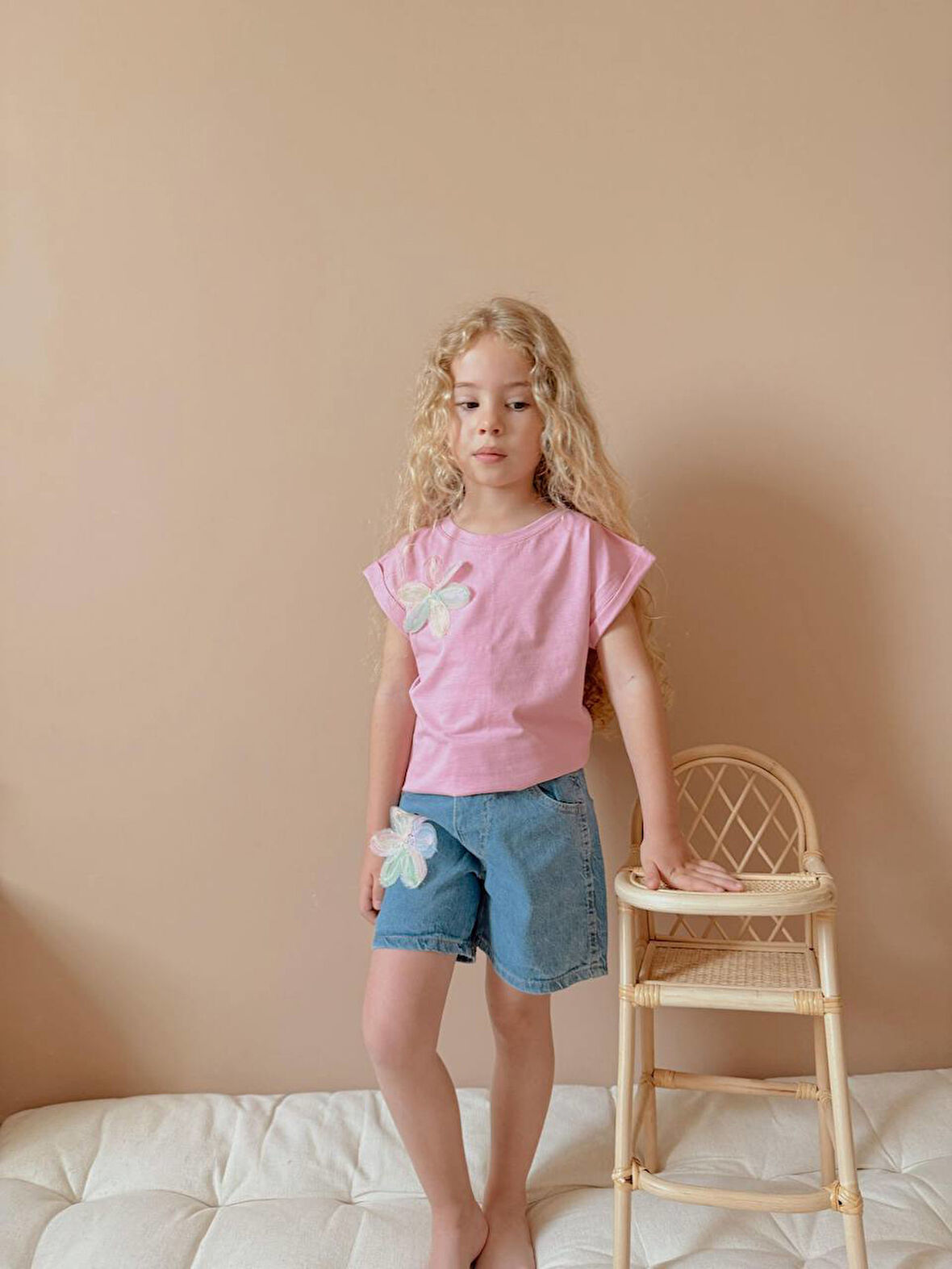 Kız Çocuk Kot Jean Şortlu Badili Takım