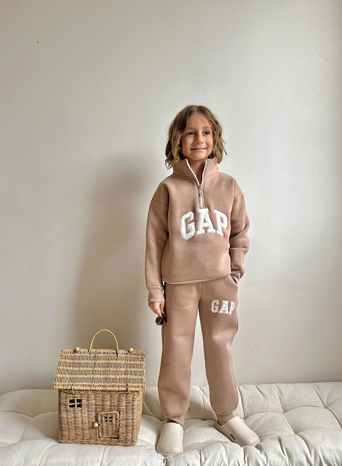 Erkek Çocuk Half Zip Fermuarlı Sweatshirt Kışlık Takım