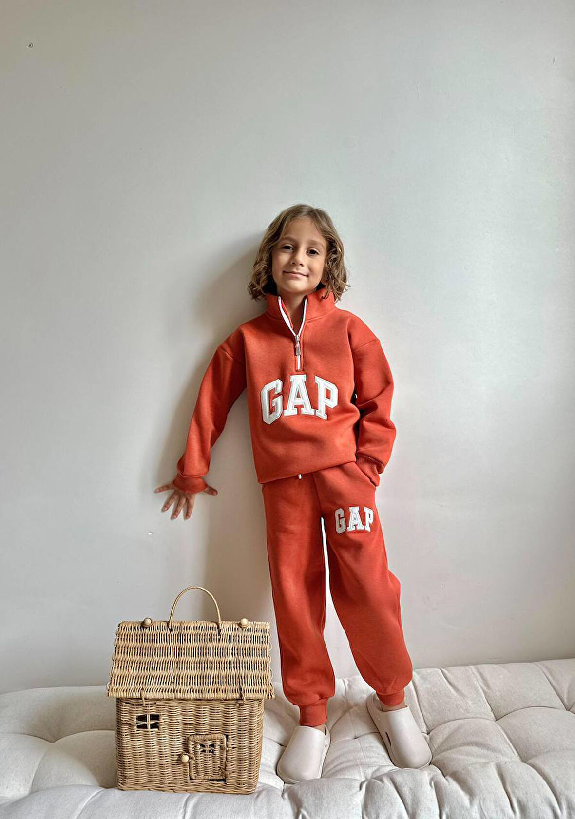 Erkek Çocuk Half Zip Fermuarlı Sweatshirt Kışlık Takım