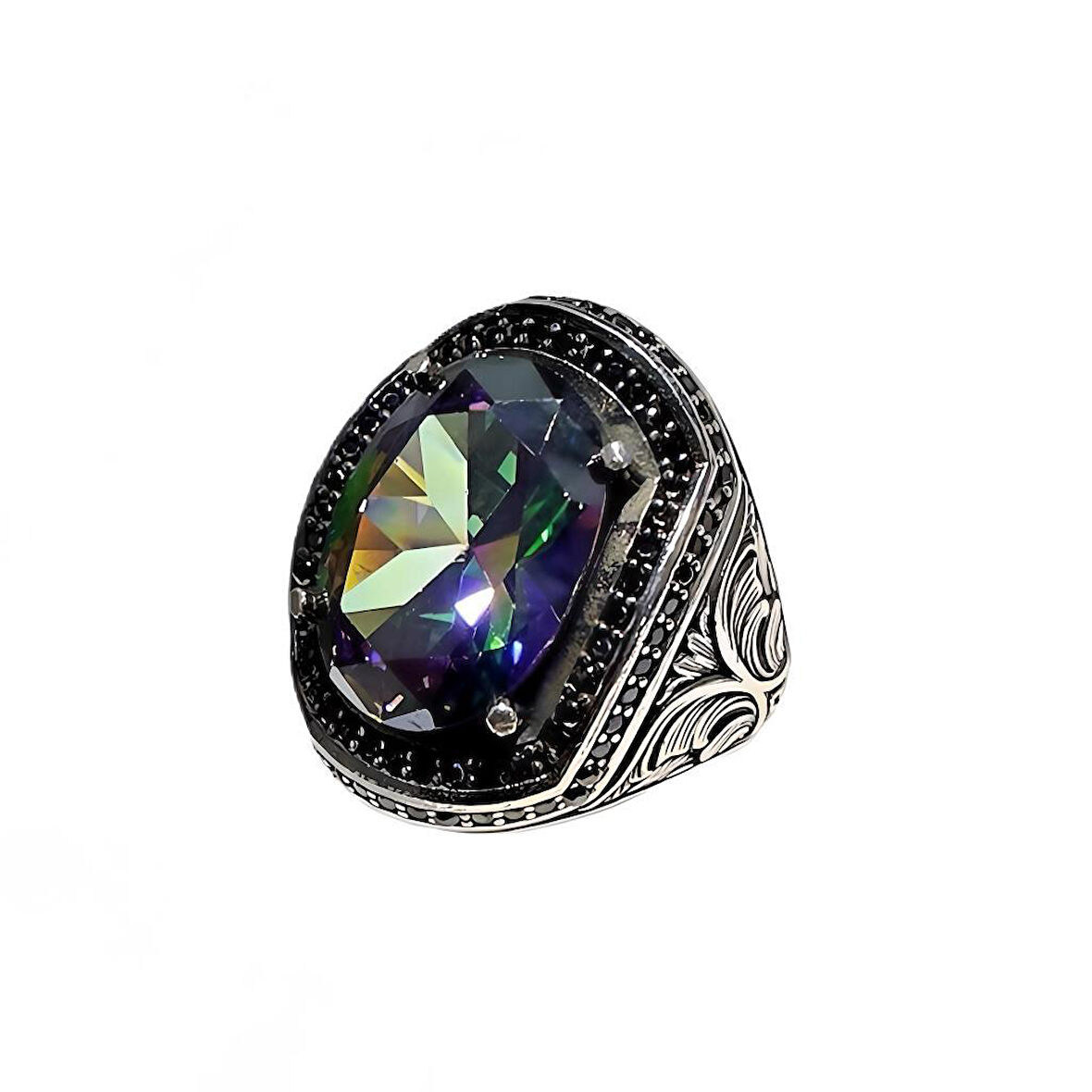 MistikTopaz ve Zirkon Taşlı Gümüş Yüzük 240054317G22Y