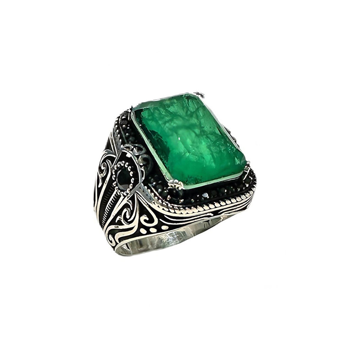 Paraiba ve Zİrkon Taşlı Erkek Yüzüğü 240054425G16Y