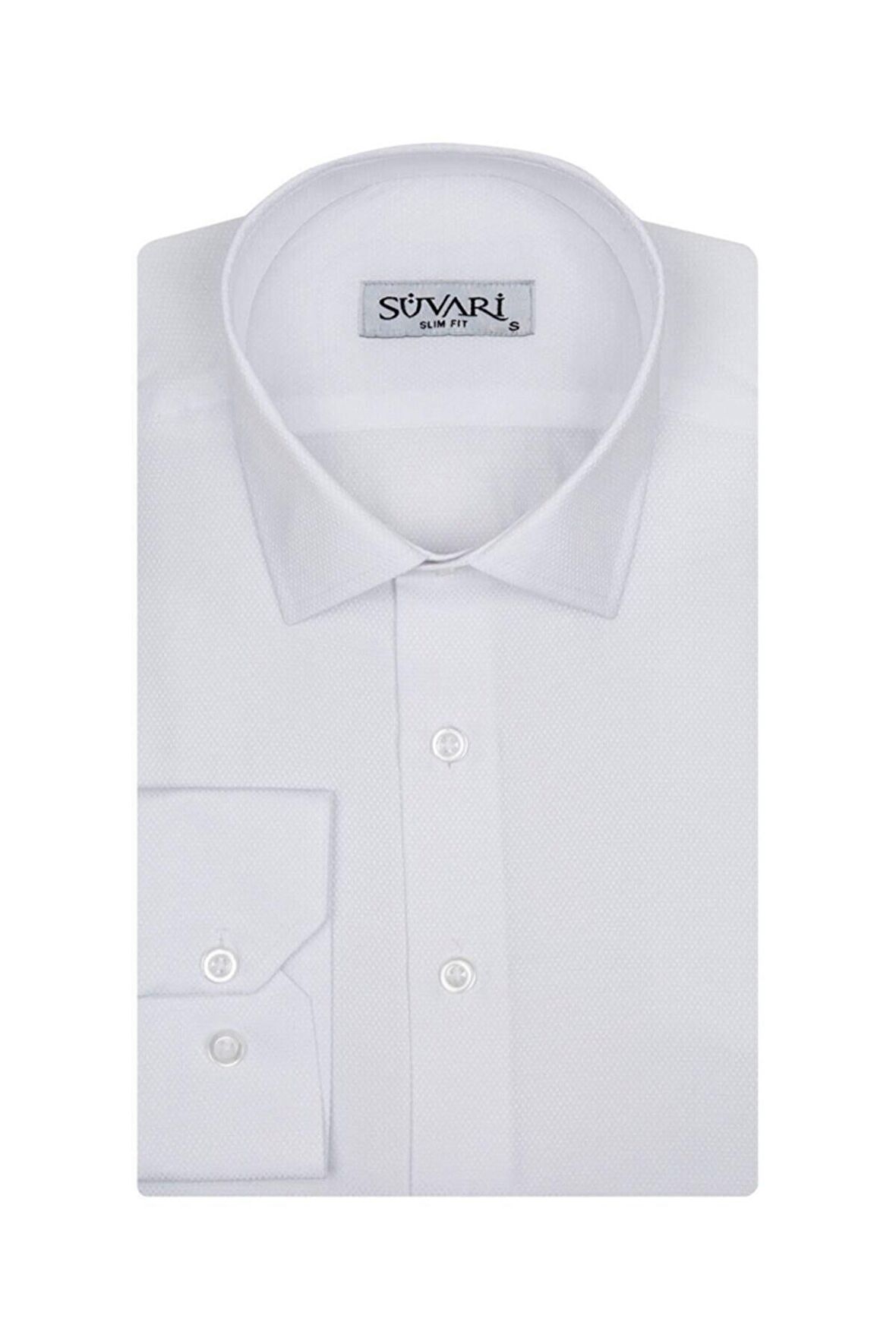 Süvari Classics Slim Fit Dar Kalip Özel Armürlü Cepsiz Gömlek